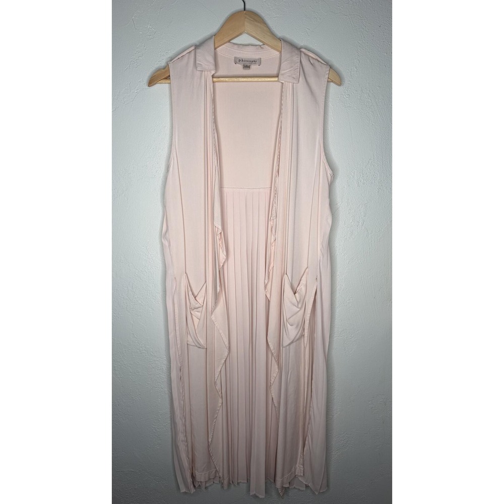 Philosophy Open Front Cardigan sleeveless duster vest in a pale pink/blush Layer